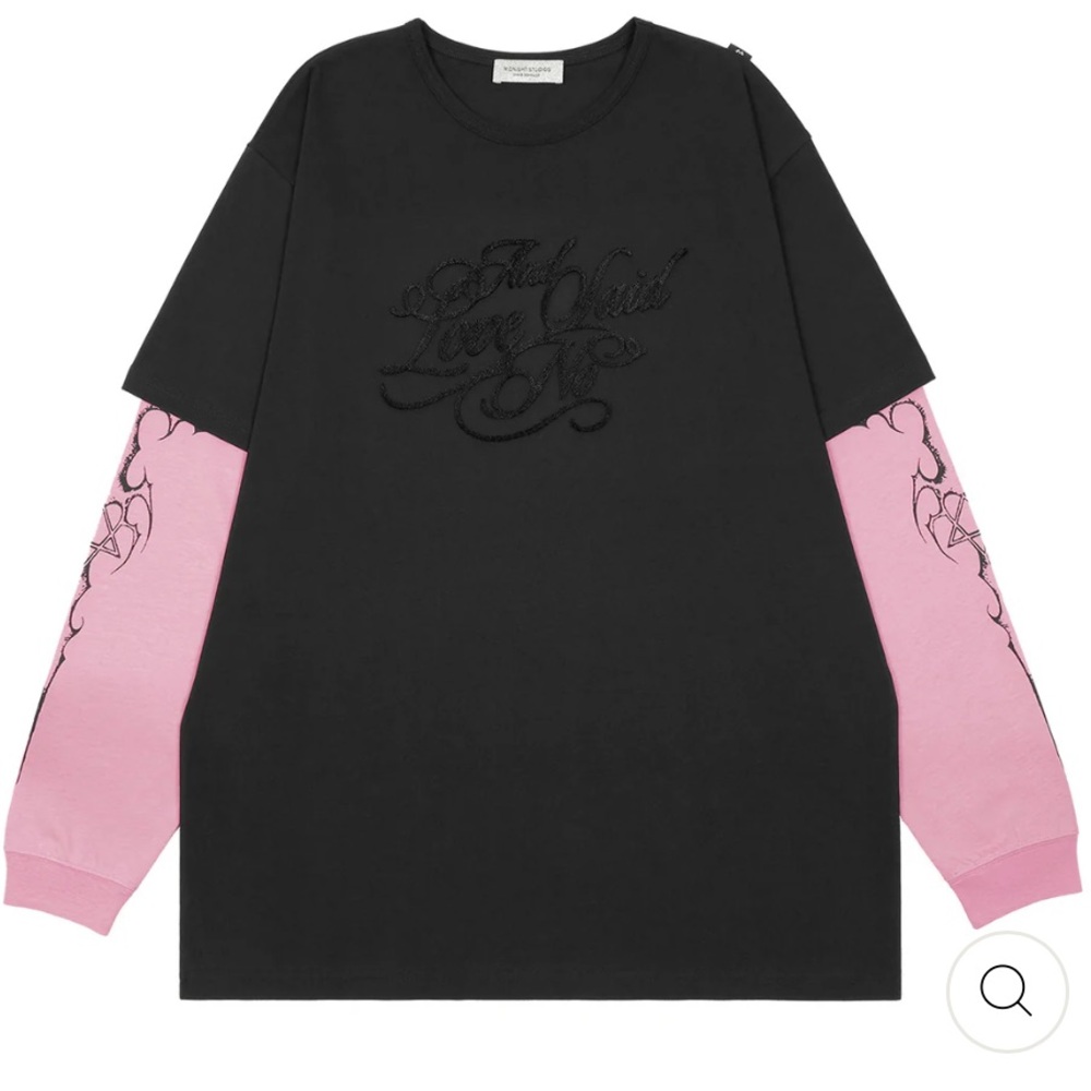 Midnight Studios Pink & Black Love Said Double Layer Long Sleeve T-Shirt NWT L